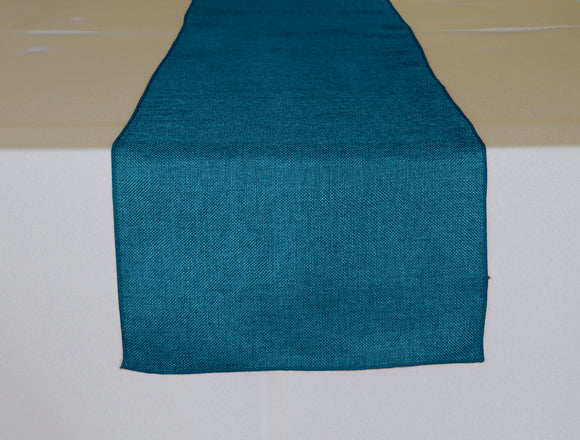 Faux Burlap Table Runner Solid Dark Turquoise