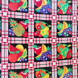Cotton Tablecloth Fruits Print Fruit Bundle on Plaid Black