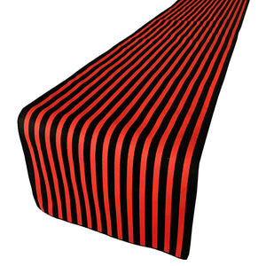 Cotton Print Table Runner Half Inch Wide Stripes Red and Black