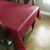 Cotton Tablecloth Stripes Print / Half Inch Wide Stripe Red and Black