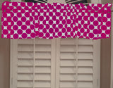 Cotton Window Valance Polka Dots Print 58 Inch Wide / Large Dots - Fuchsia on White