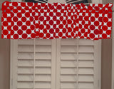 Cotton Window Valance Polka Dots Print 58 Inch Wide / Large Dots - Red on White