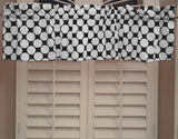 Cotton Window Valance Polka Dots Print 58 Inch Wide / Large Dots - White on Black