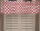 Cotton Window Valance Polka Dots Print 58 Inch Wide / Large Dots - White on Red