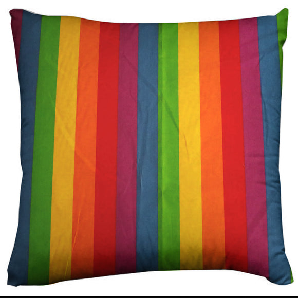 Cotton 1 Inch Stripe Decorative Throw Pillow/Sham Cushion Cover Rainbow