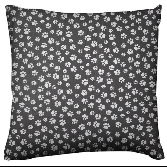 Cotton Paw Prints Animal Print Decorative Throw Pillow/Sham Cushion Cover Tiny Paw White on Black