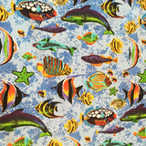Poly-Cotton Fish Aquarium Print Fabric 58" Wide by 180"(5-Yards) for Arts, Crafts, & Sewing