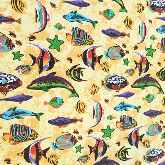 Poly-Cotton Fish Aquarium Print Fabric 58