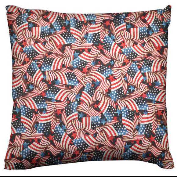 Army Themed Decorative Throw Pillow/Sham Cushion Cover United States Flags Print 4th of July