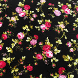 Cotton Tablecloth Floral Print Vintage Floral Large Roses Black