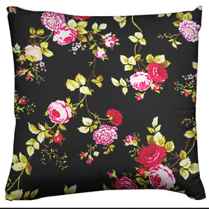 Cotton Vintage Floral Decorative Throw Pillow/Sham Cushion Cover Black